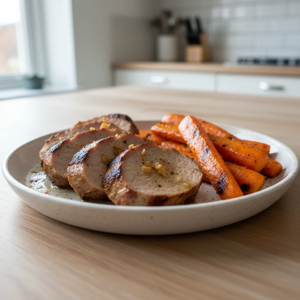 Paprika Pork Tenderloin with Grilled Carrots