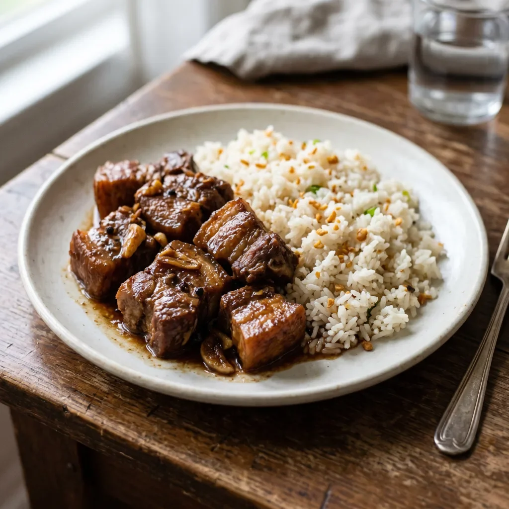 Pork Adobo with Garlic Jasmine Rice