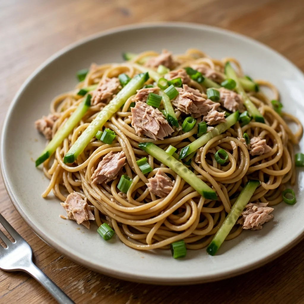 Sesame Tuna Cucumber Noodle Salad