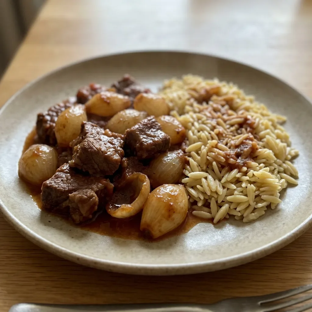 Beef Stifado with Orzo