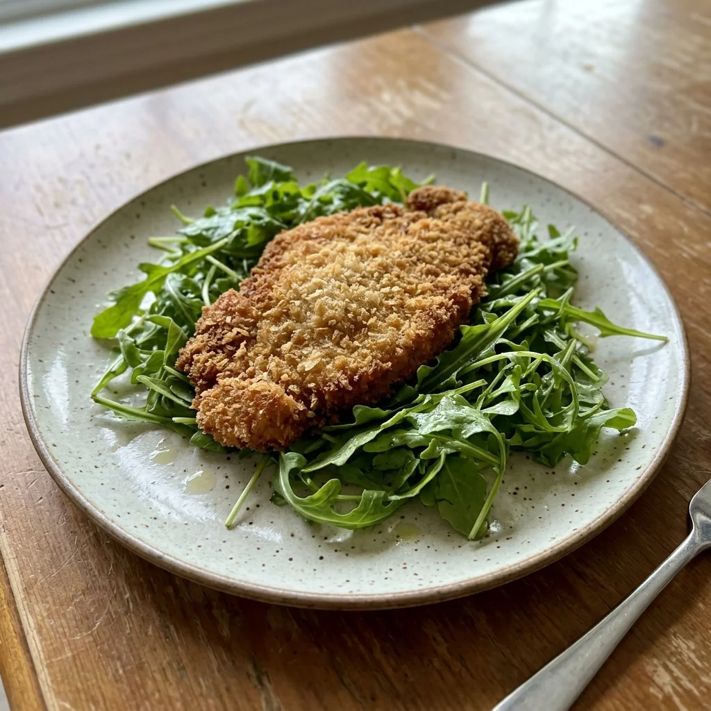 Veal Cutlet Panko Arugula Plate