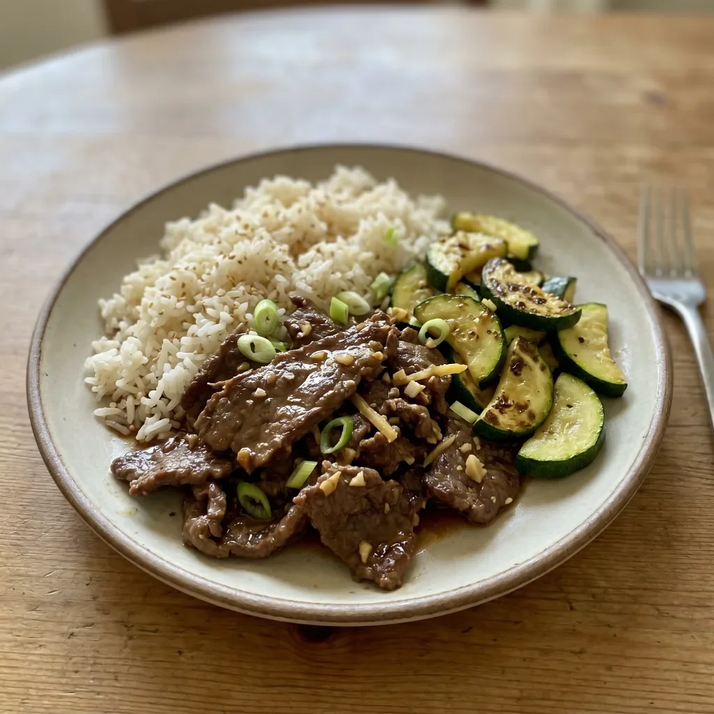 Beef Bulgogi with Sesame Rice and Zucchini