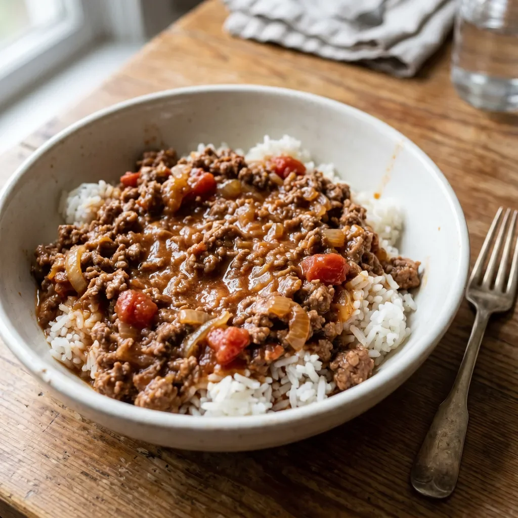 Beef Sloppy Joe Rice Bowl