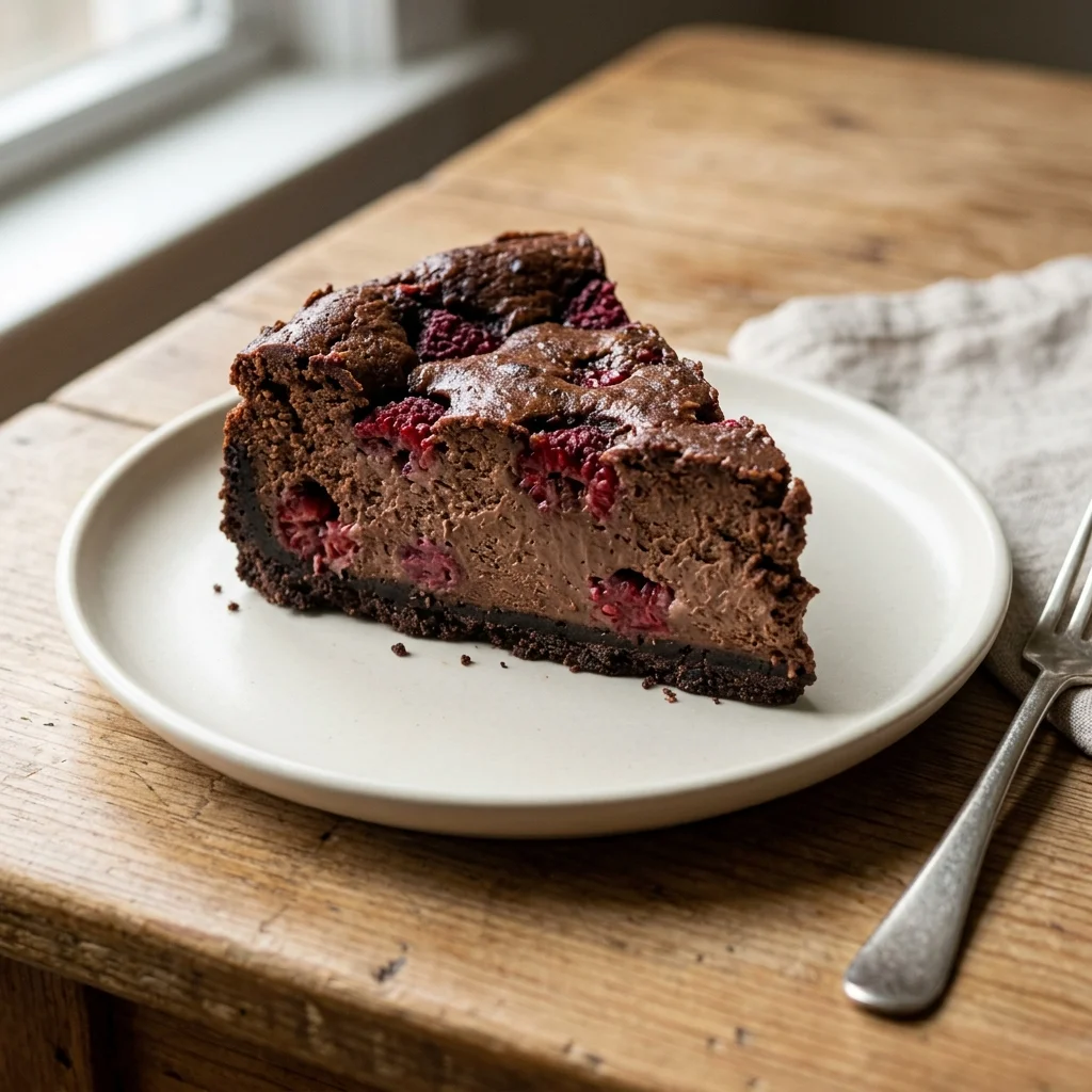Raspberry Dark Chocolate Cheesecake Slice