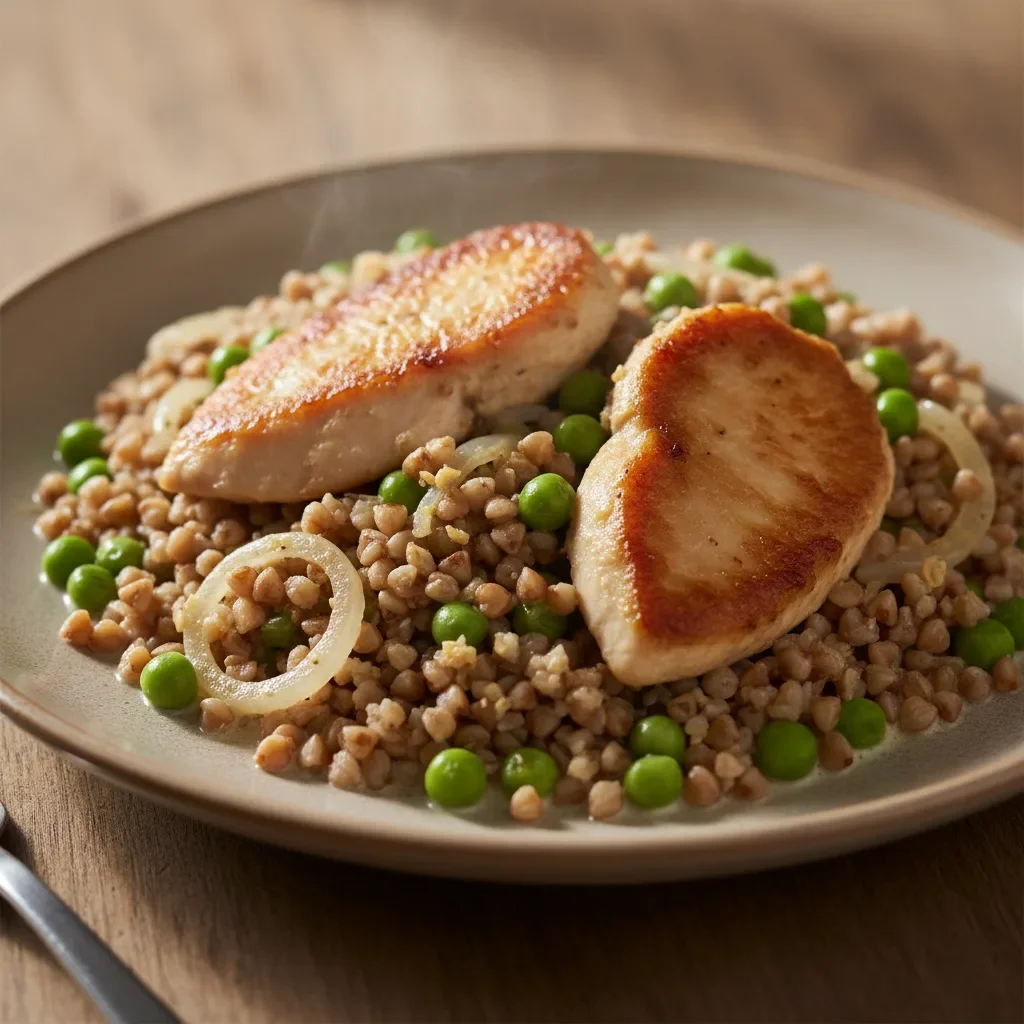 Chicken Buckwheat with Creamy Peas