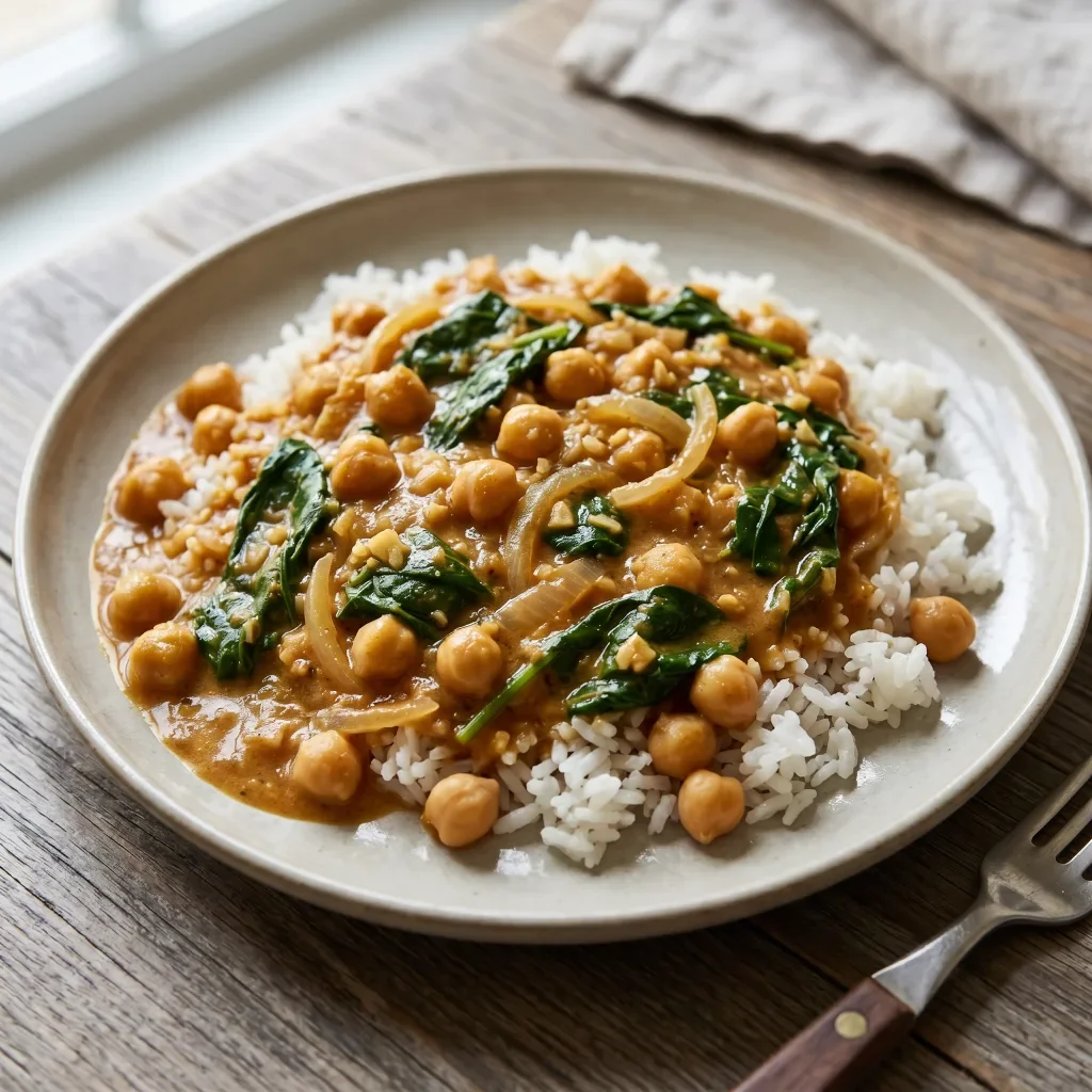 Chickpea Spinach Curry with Rice
