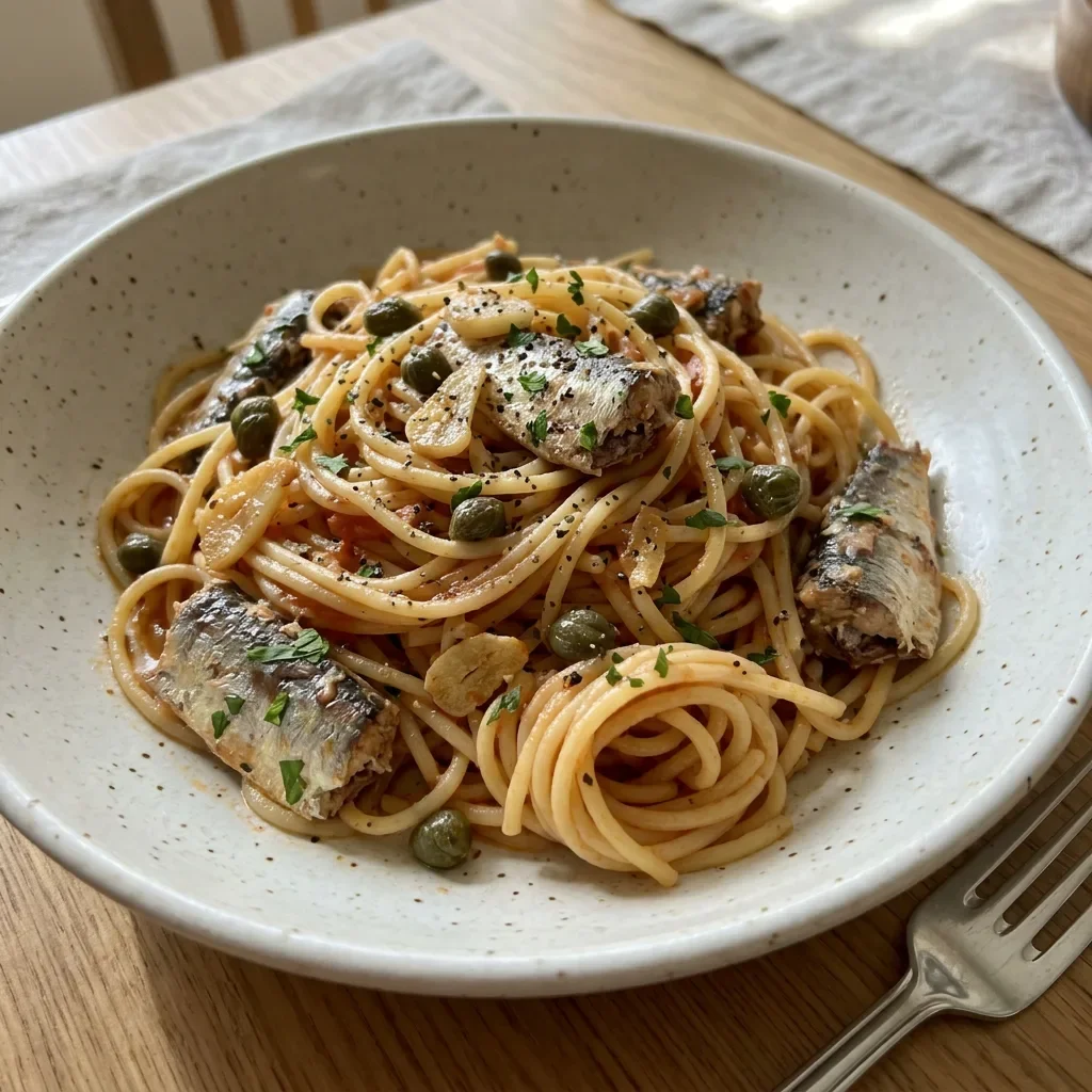 Sardine Caper Spaghetti