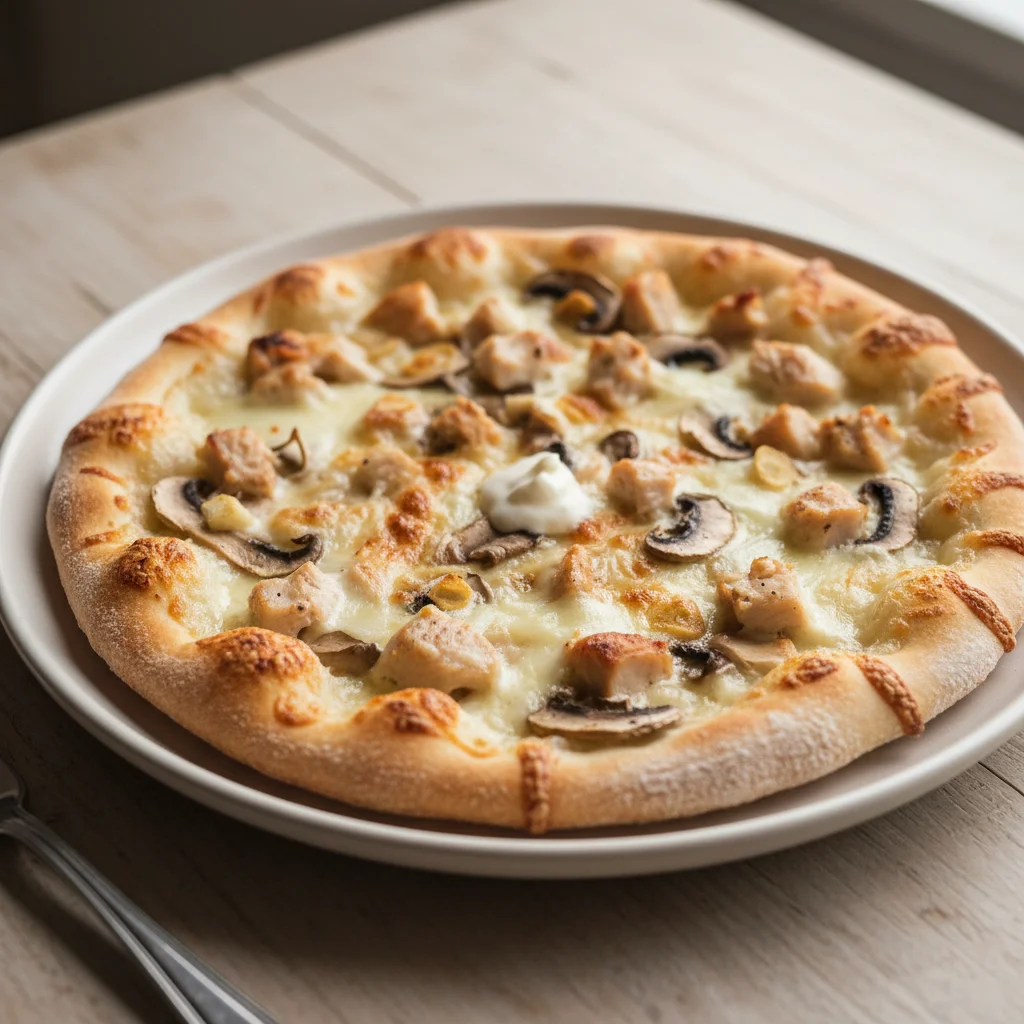 Chicken Mushroom White Pizza