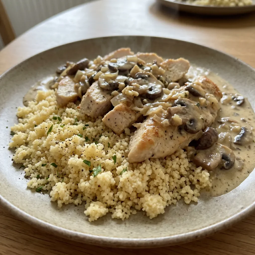 Chicken Mushroom Cream with Buttered Couscous