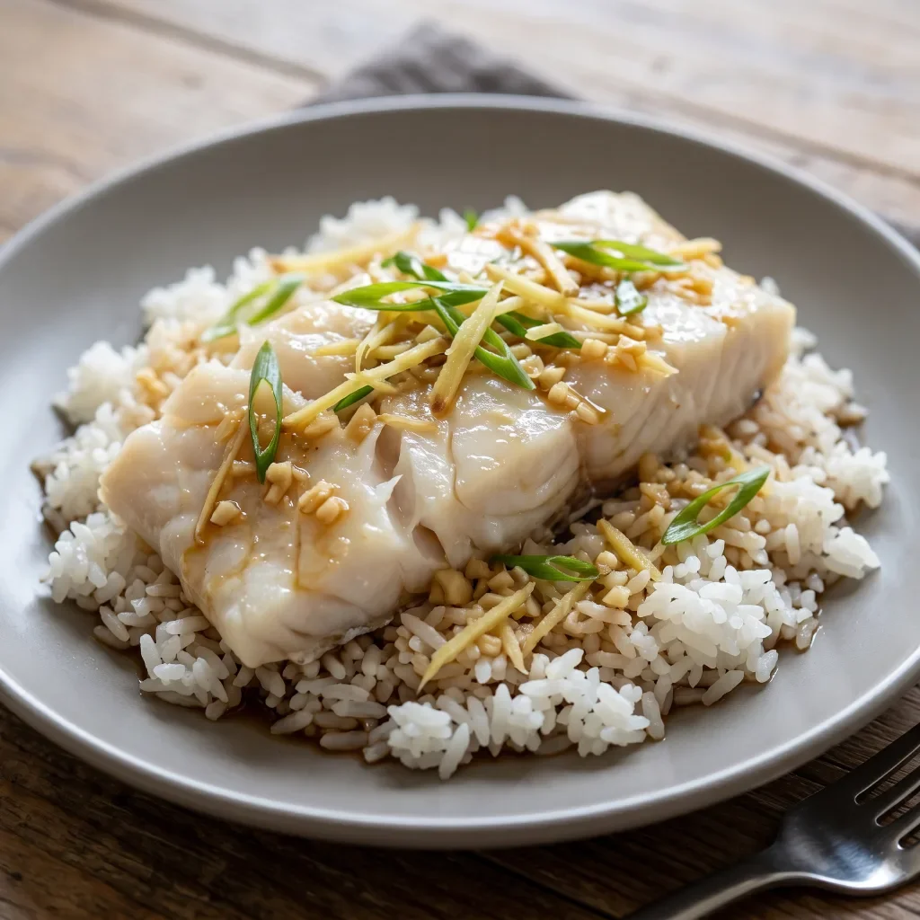 Chinese Ginger Soy Steamed White Fish