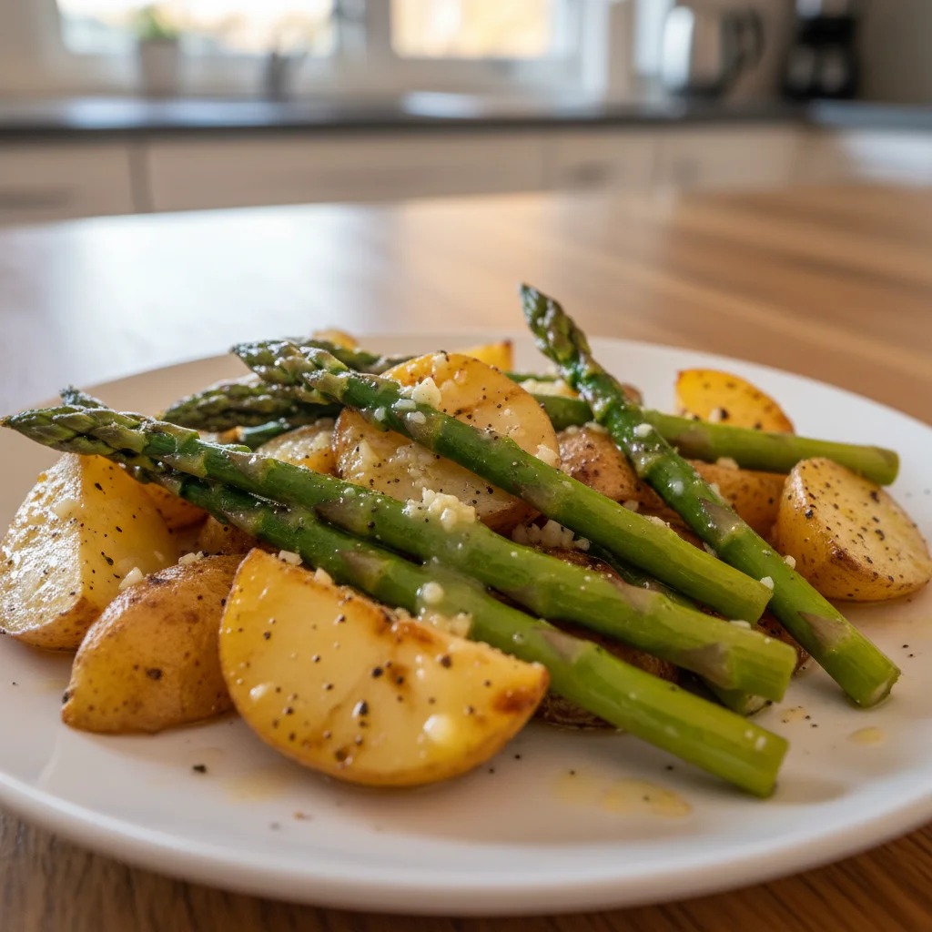 Lemon Garlic Grilled Asparagus and Potatoes