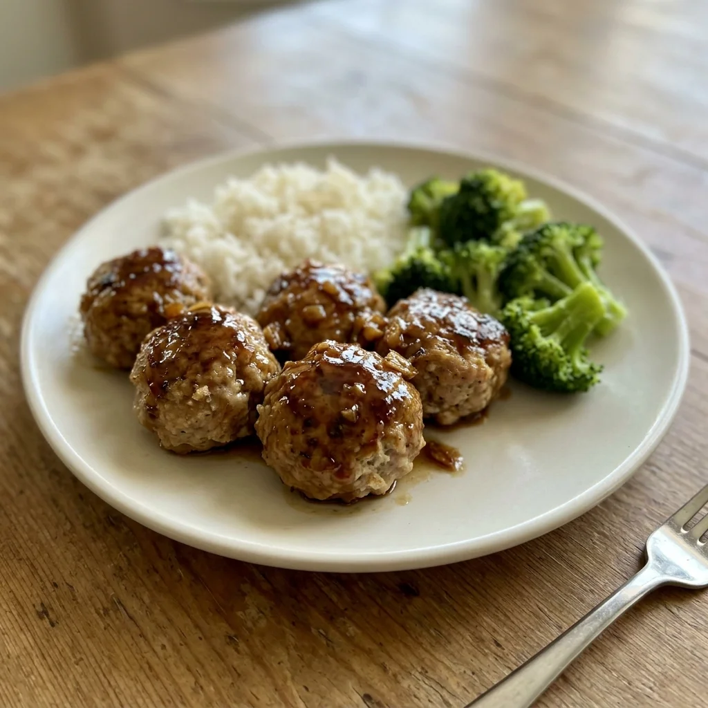 Teriyaki Turkey Meatball Broccoli Plate
