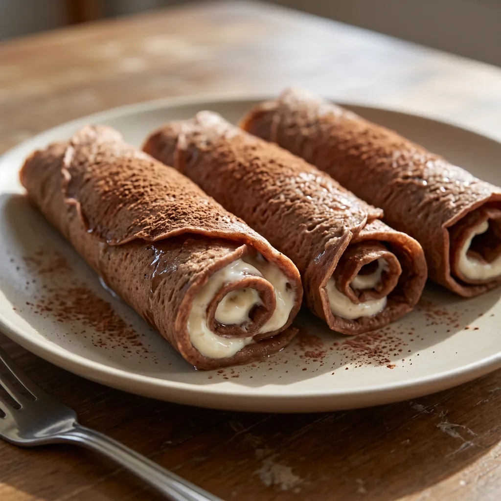 Cocoa Sour Cream Crepe Rolls