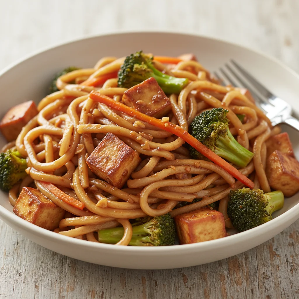 Tofu Peanut Noodle Stir Fry
