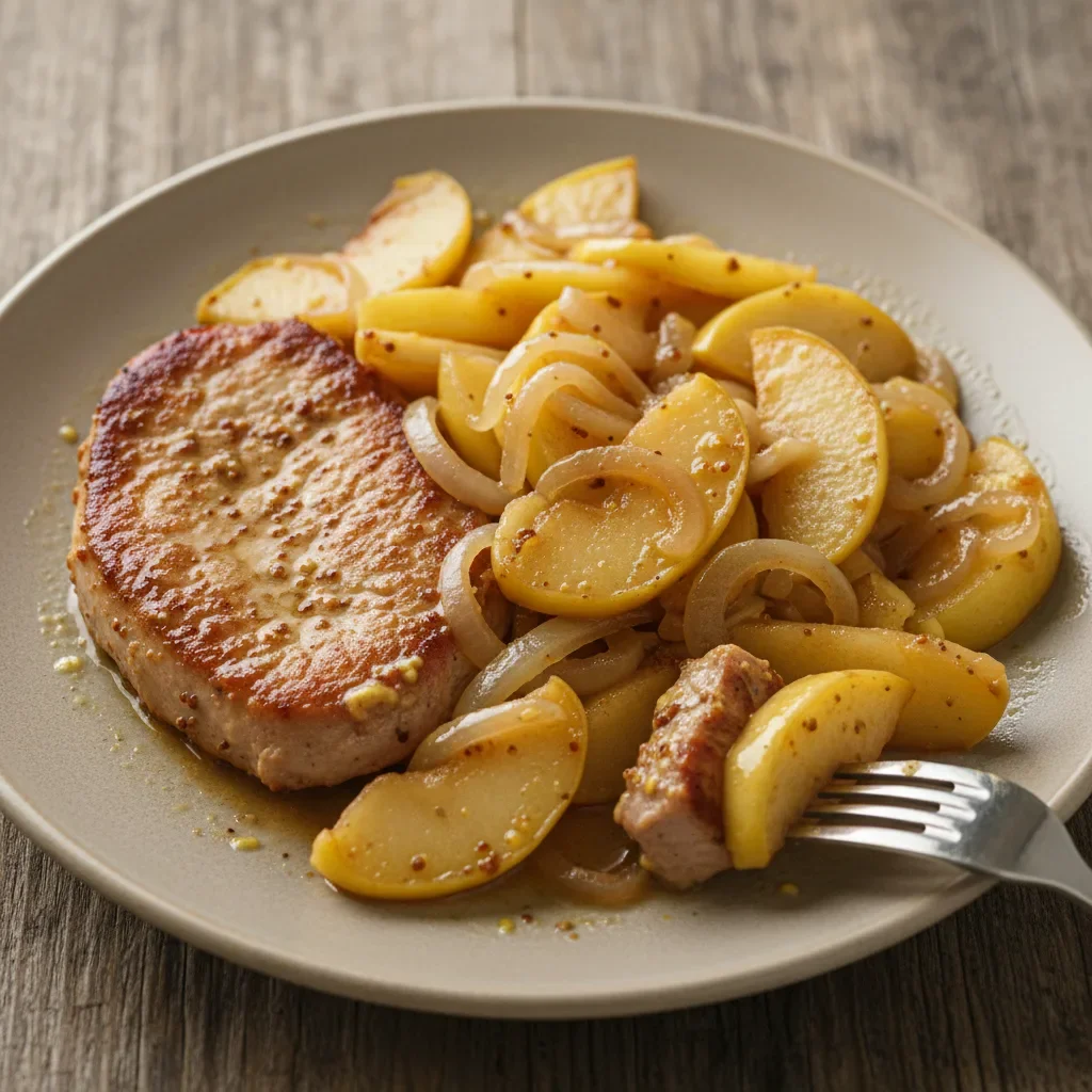 Pork Steak Apple Onion Skillet