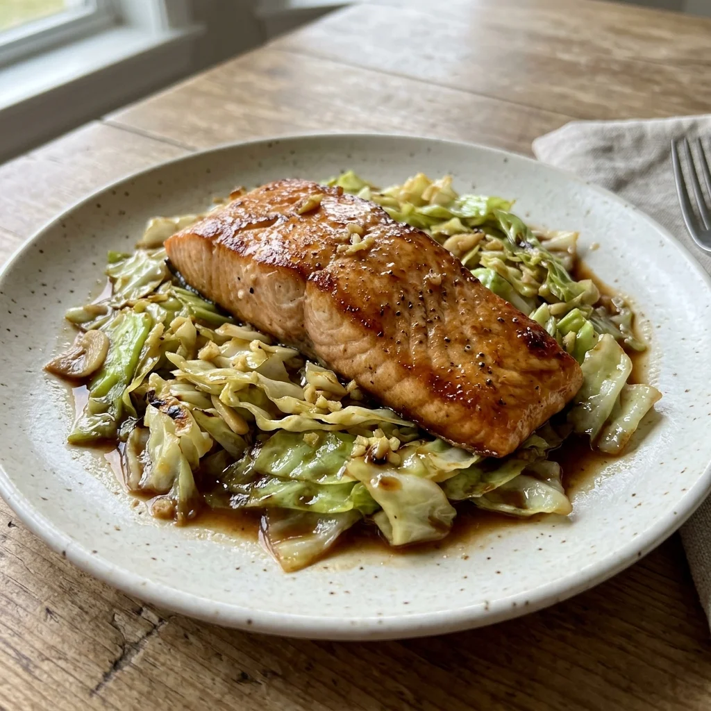 Miso Salmon Cabbage Skillet