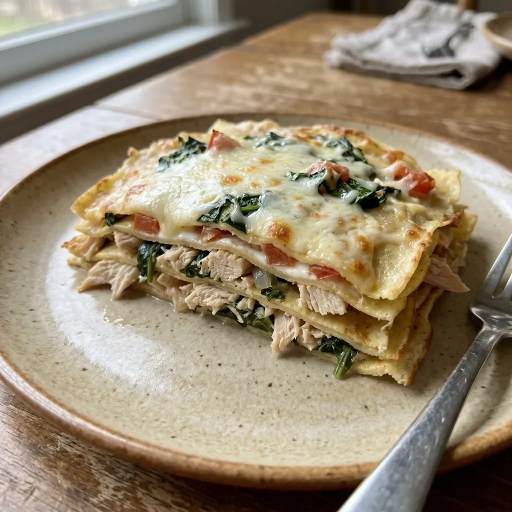 Chicken Spinach Crepe Lasagna