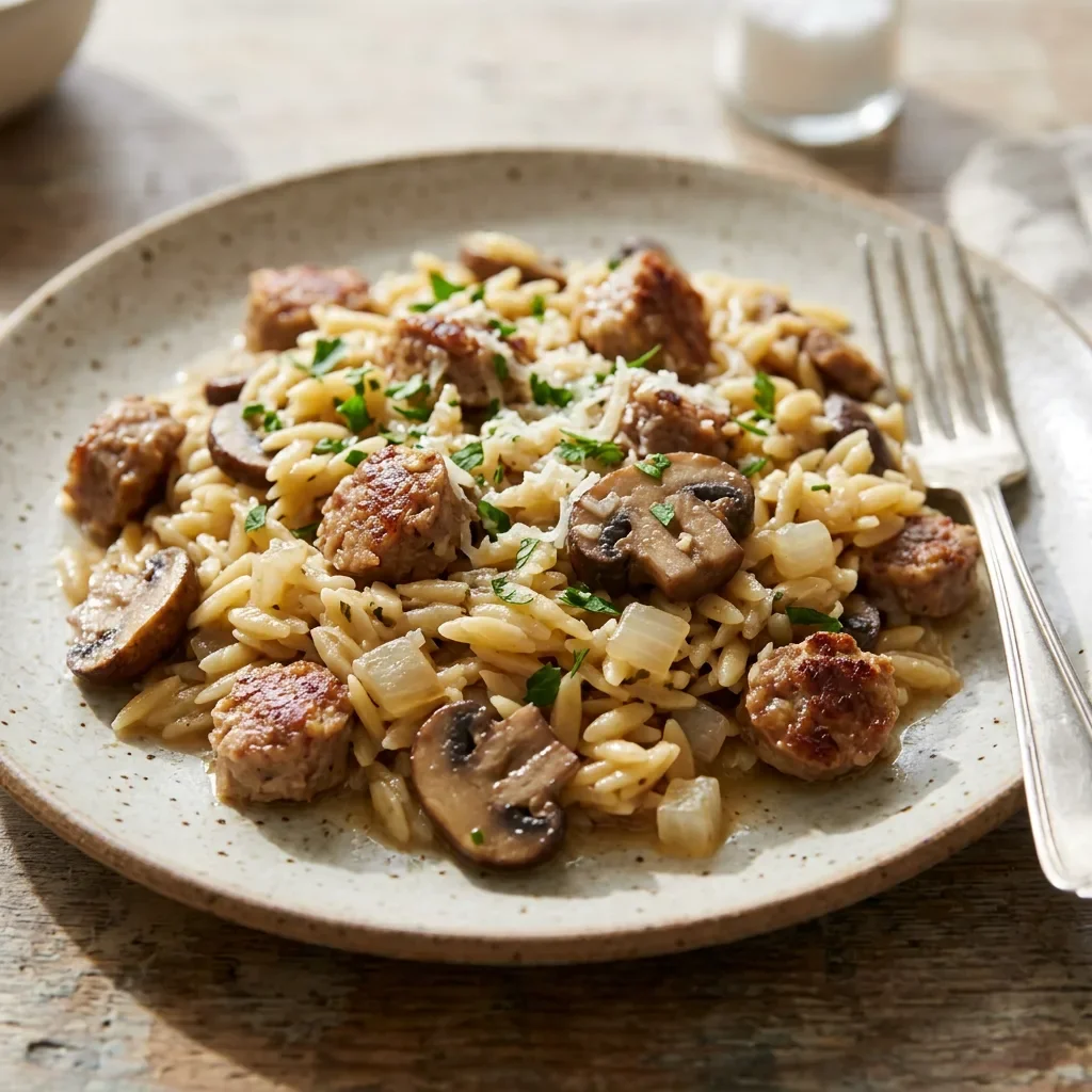 Sausage Mushroom Orzo
