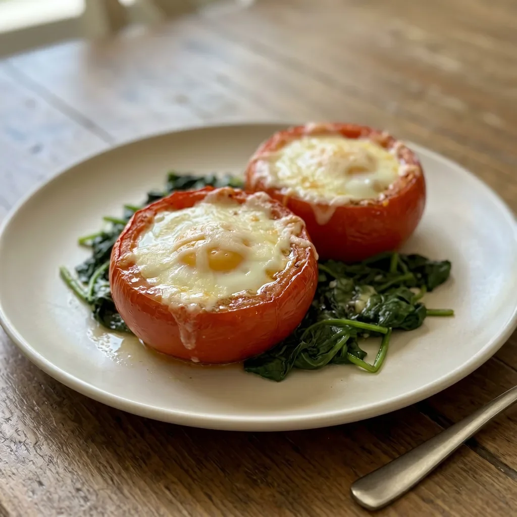 Mozzarella Stuffed Tomato Egg Cups