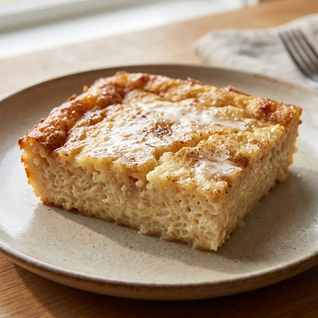 Baked Rice Custard with Cinnamon Butter Crust