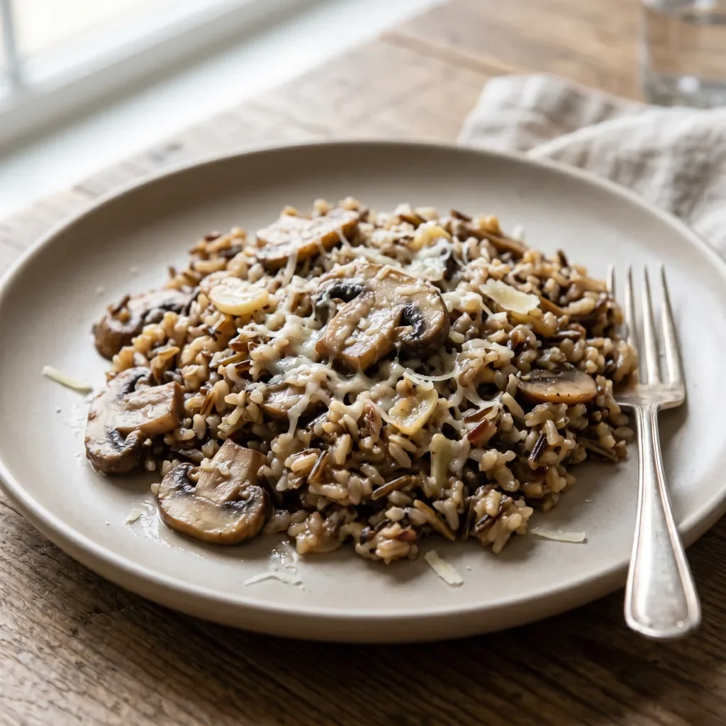 Wild Rice Champignon Parmesan Skillet