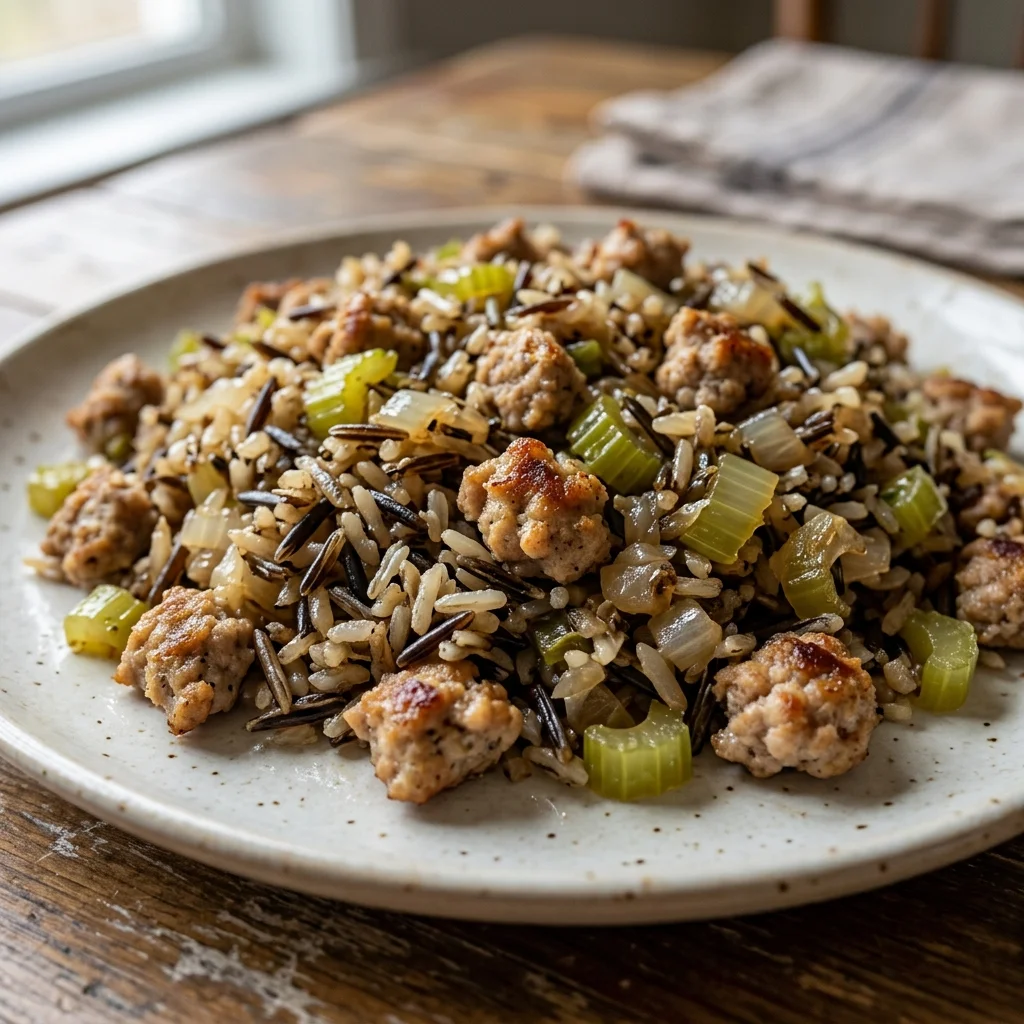 Wild Rice Turkey Sausage Stuffing